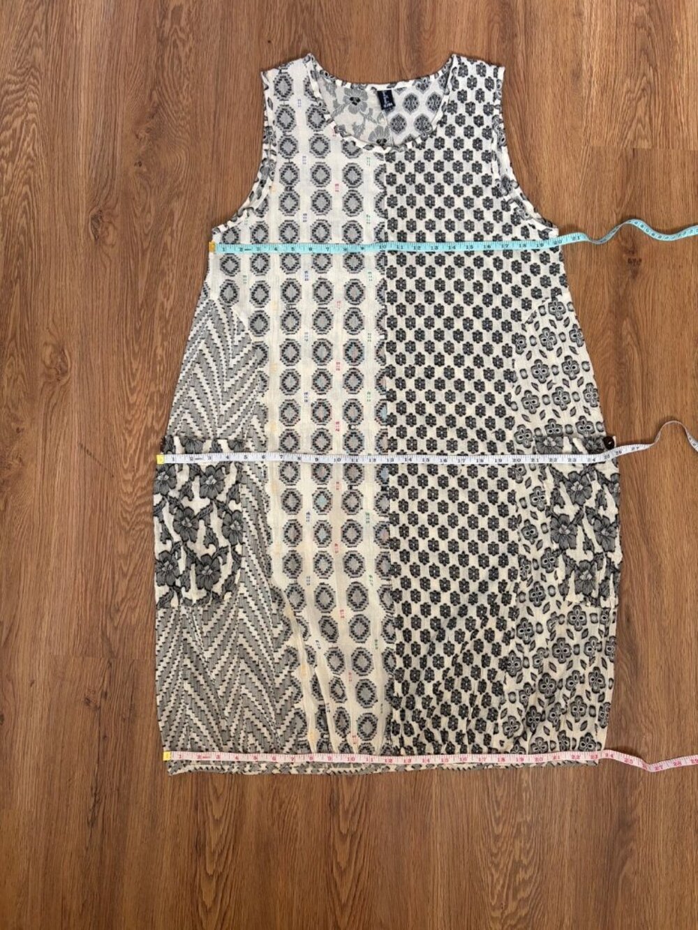 Sacred Threads Lantern Dress S/M Sleeveless Cotton Floral Geometric - Picture 7 of 11